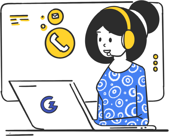 A girl wearing headphone working as a customer support executive